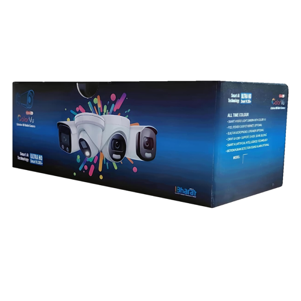 bullet camera blue colour packaging 3d Imported box