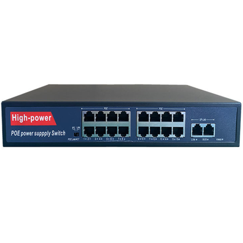 16 Port (16+2) 2 up-link full Giga port ultra hd network ethernet imported poe switch (54v)